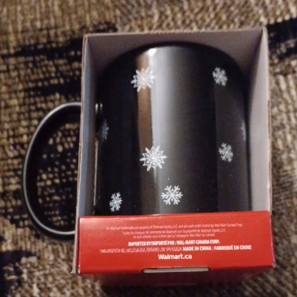 4/$60 New Black Snowflake Mug - Colour-Changing